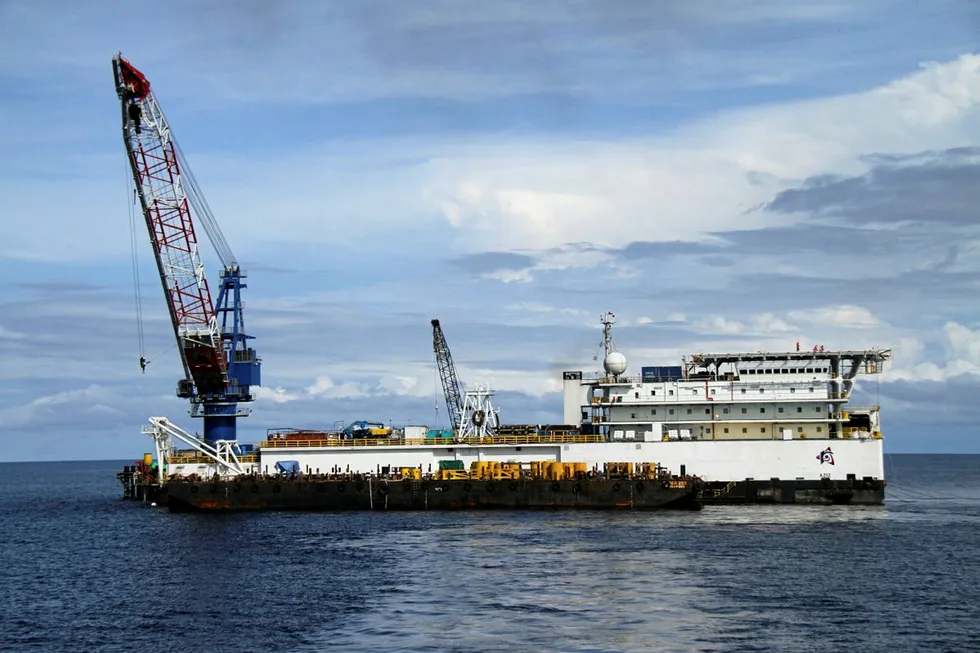 Happier times: Launch of Swiber Rawabi's Aziz vessel