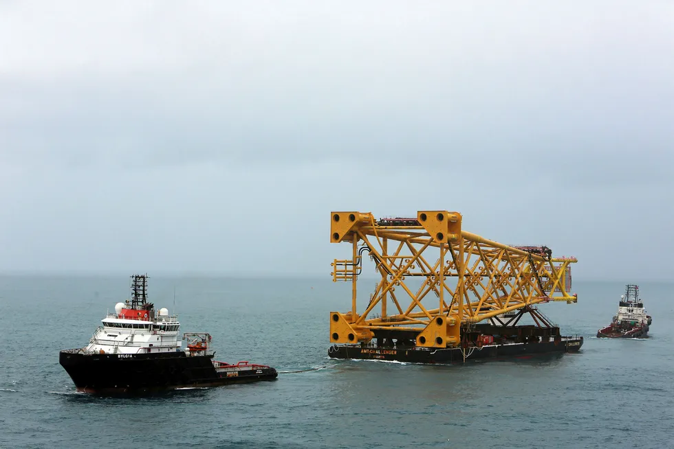 Pioneering: the Oseberg Vestflanken 2 jacket installation last year, a major step in Equinor's development of completely unmanned production platforms