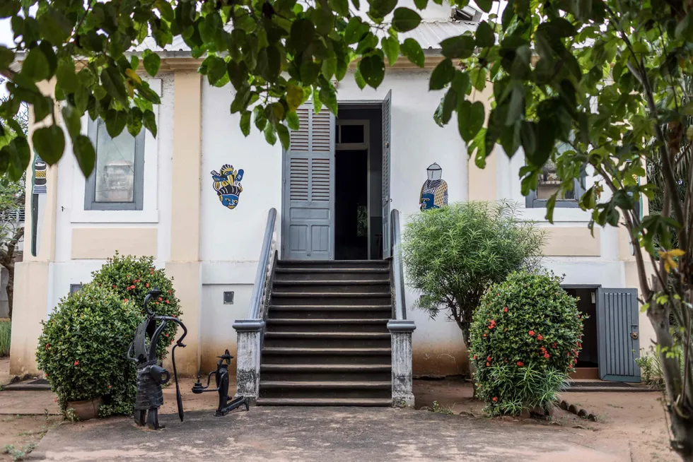 Door opens: The entrance to the Ethnographic museum in Porto Novo, Benin.