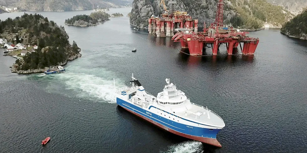 On its way: Sealord's newest vessel, the Tokatu, is expected to arrive in New Zealand in June.
