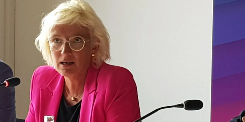 BWE president Bärbel Heidebroek at wind energy exposition in Husum.