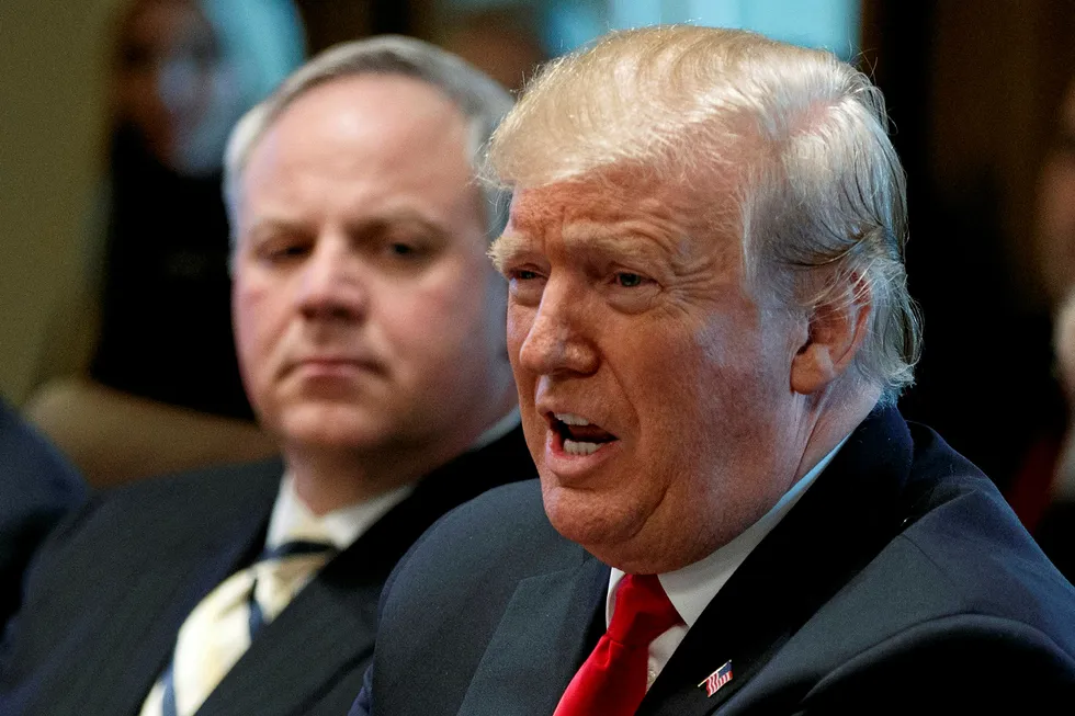 Lease sale delays: US President Donald Trump (right), with Secretary of the Interior David Bernhardt