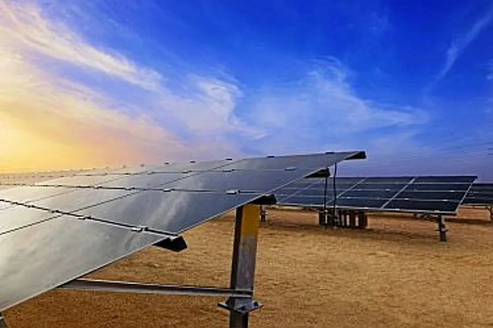 On site: First solar modules at Dhursar project in India.