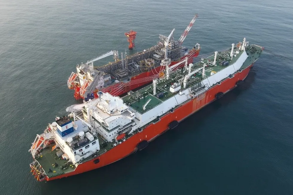 The Tango FLNG vessel, alongside its storage unit Excalibur.