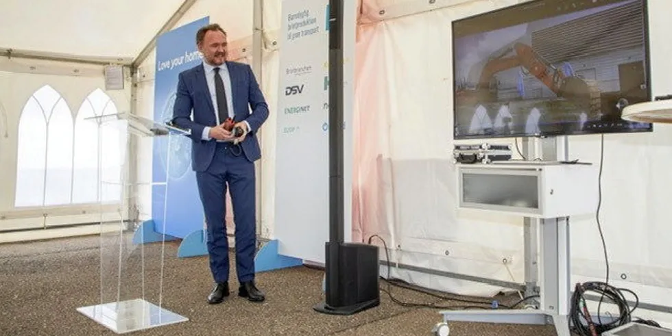 Denmark’s minister for climate, energy & utilities, Dan Jørgensen, initiates the onsite construction at the ground-breaking ceremony of the H2RES project