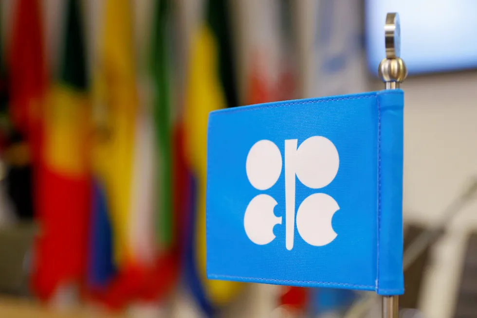 FILE PHOTO: The logo of the Organization of the Petroleum Exporting Countries (OPEC) is seen inside their headquarters in Vienna, Austria December 7, 2018. REUTERS/Leonhard Foeger/File Photo