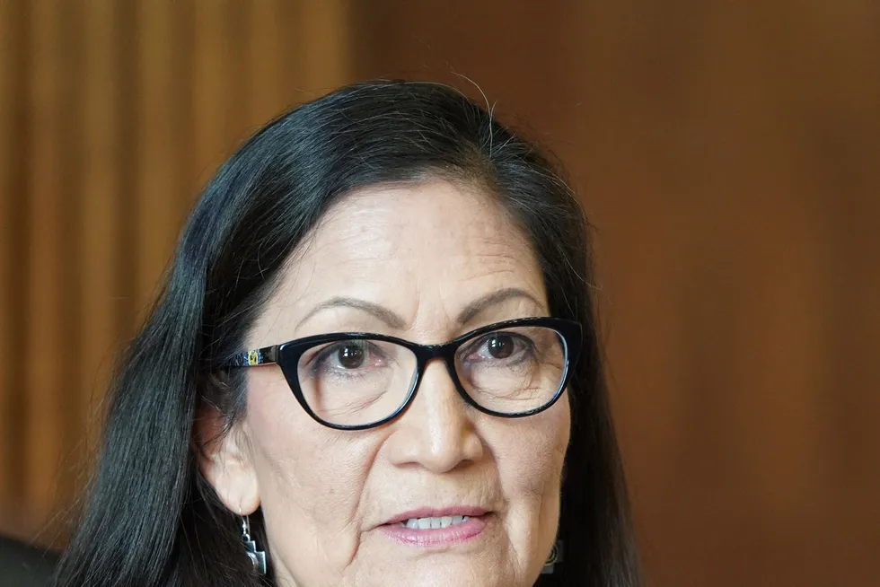 Advancing: Representative Deb Haaland, nominated for US Interior Secretary, testifies during a Senate confirmation hearing