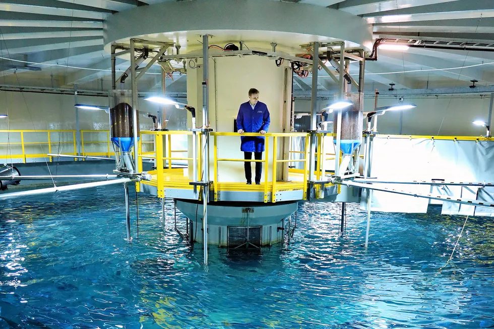 Salmon Evolution CEO Trond Hakon Schaug-Pettersen at the company's Indre Haroy land-based farm.