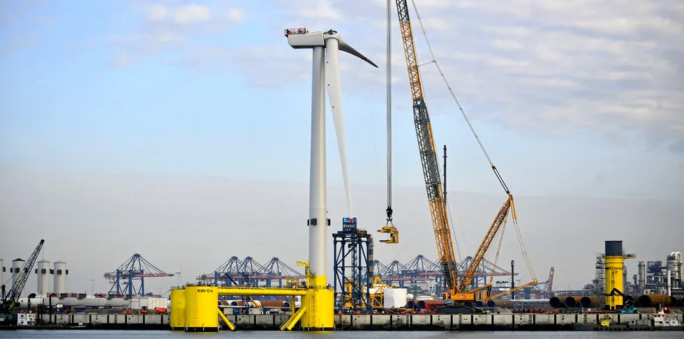A Principle Power WindFloat destined for the Kincardine project off Scotland being developed by Flotation Energy and Cobra via their Offshore Wind Ltd join venture