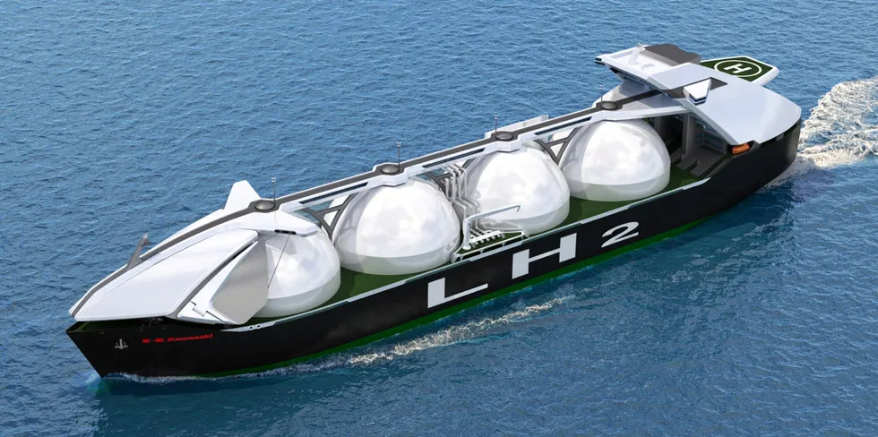 Rendering of Kawasaki's planned high-capacity liquid hydrogen carrier.