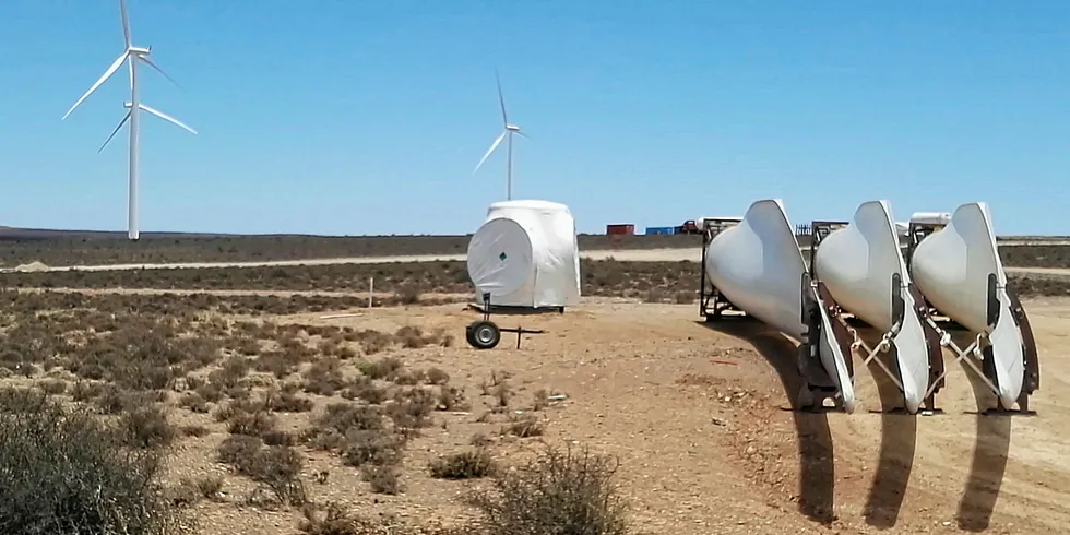 Construction underway at the Loeriesfontein wind farm.