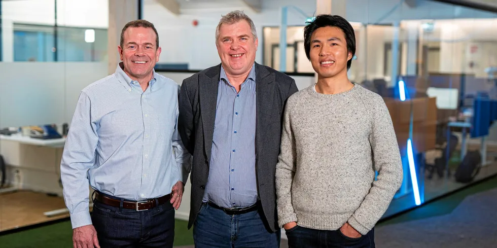 Brian Rigney, CEO of CAI Software, Odd Arne Kristengard, CEO of Maritech, and Wesley Jiang, Vice President STG.