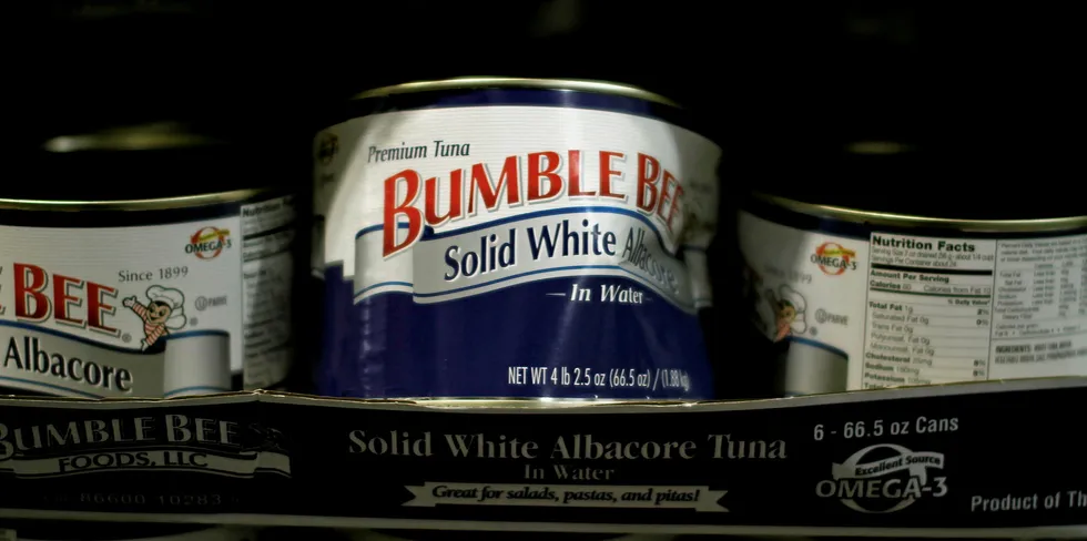 Dented Bumble Bee tuna can.