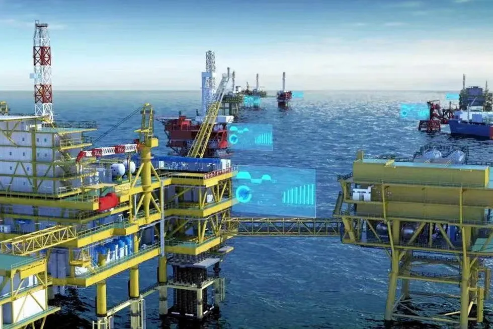 Schematic: the QHD 32-6 oilfield is CNOOC Ltd's first connected to onshore power grid.