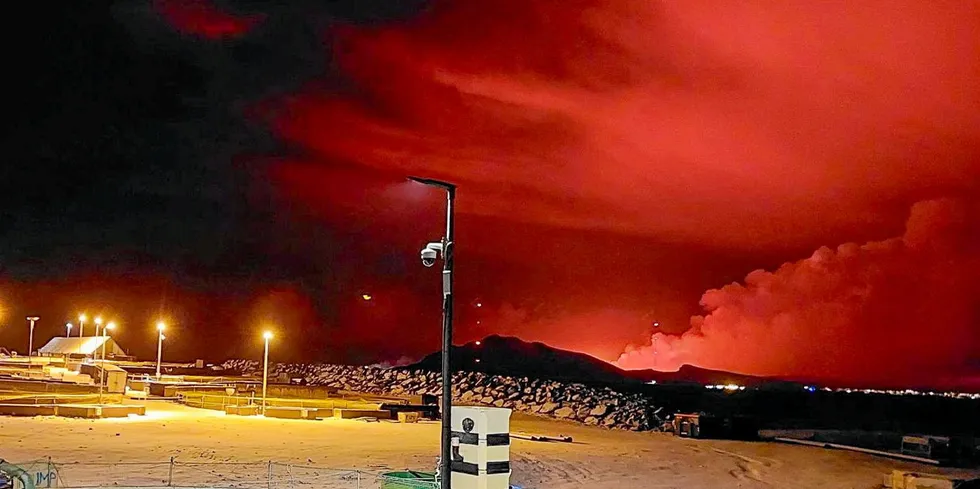 A picture from land-based char farmer Matorka's facility in Grindavik after the volcanic eruption on Dec. 18.