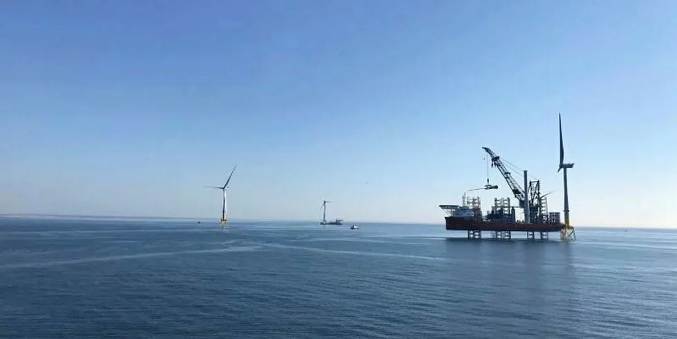 Swire Blue Ocean's Orca installing turbines at Vattenfall's Aberdeen Bay project off Scotland