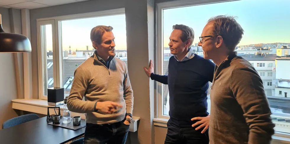 The Hawk Seafood team includes (left to right) CEO Joakim Karlsen, chairman Johan Michelsen and partner Kristoffer Jordheim.