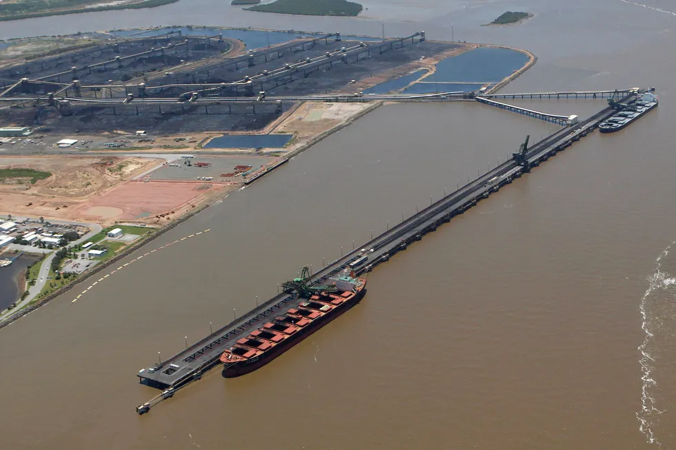 Greener outlook: coal ships waiting to loaded at the port in Gladstone, which could soon be home to a hydrogen hub