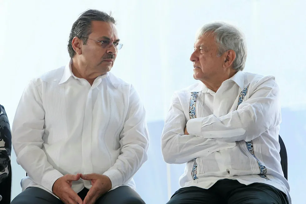 Production plan: Pemex chief executive Octavio Romero Oropeza and Mexican president Andres Manuel Lopez Obrador