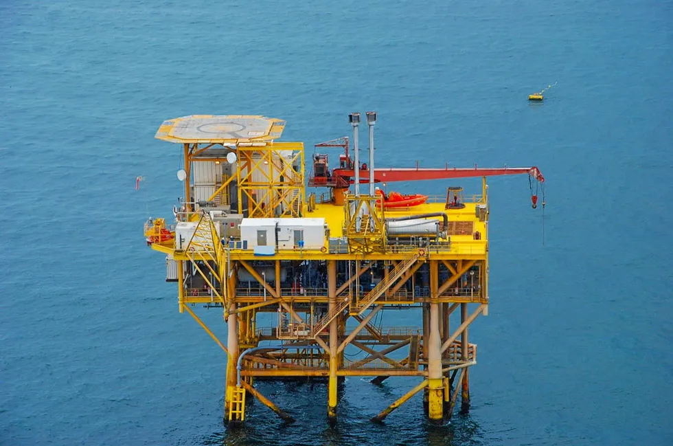 Fixed production platform at the Amistad field offshore Ecuador.