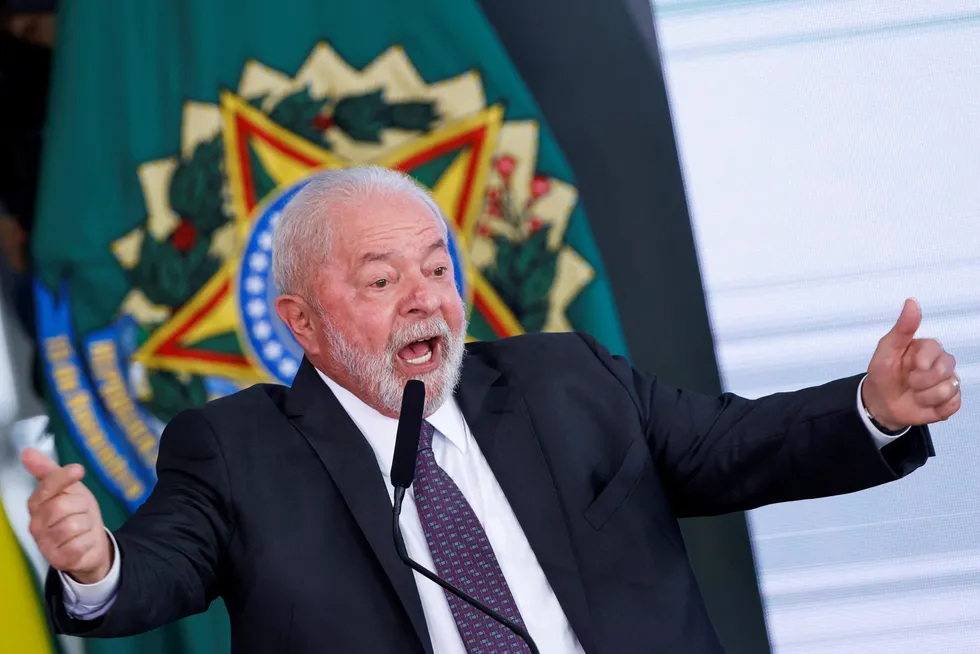 Criticism: Brazil’s President Luiz Inacio Lula da Silva criticises Petrobras’ dividends policy while speaking during a ceremony of a social welfare programme in Brasilia.