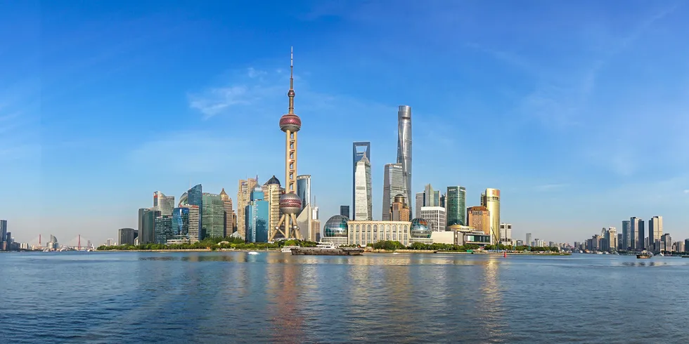 The wind farm is in waters north of Shanghai.