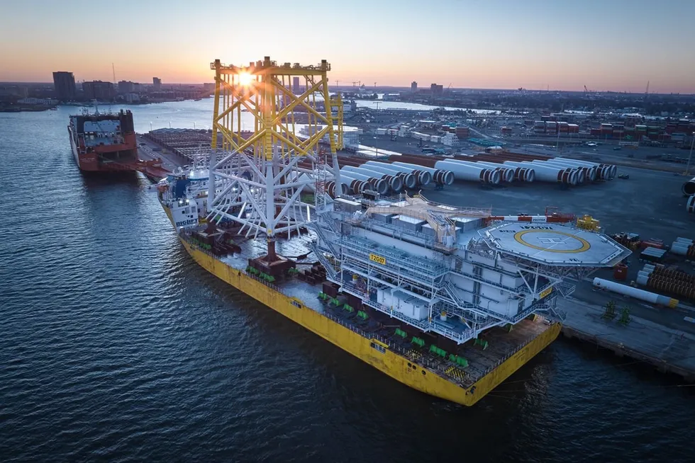 First of three substations for Dominion Energy's CVOW offshore wind project arrive at Virginia's Portsmouth Marine Terminal