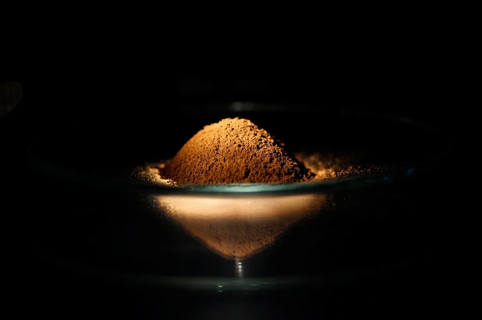 Rare earth: a mud sample extracted from the depths of about 4000 metres below the Pacific ocean surface where rare earth elements were found