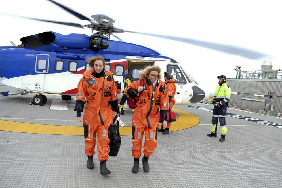 Field trip: Monika Dyrendahl (left) during a visit to the Edvard Grieg platform