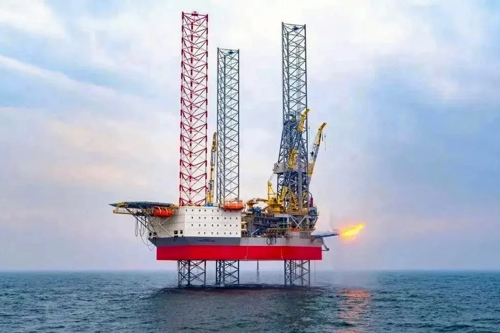Development: A shallow-water production system in service at Bohai Bay.