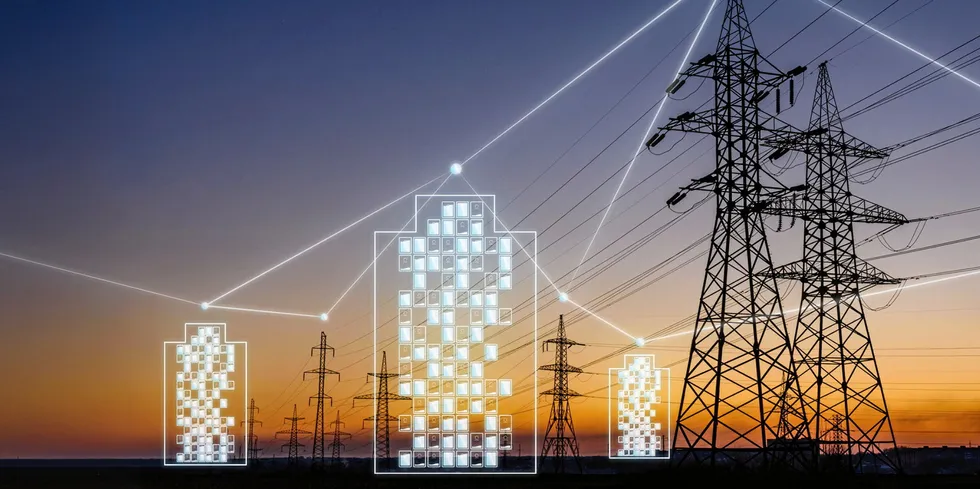 Rendering of virtual power grid.