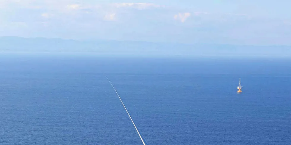 The 7MW Mitsubishi floating turbine at the Fukushima Forward project off Japan.