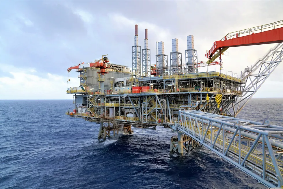 The Gajah Baru and Anoa field facilities in the Natuna Sea offshore Indonesia.