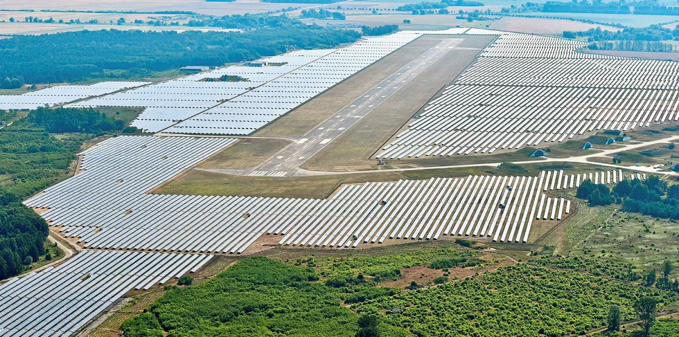 PV panels at the site of former airport in Neuhardenberg, eastern Germany
