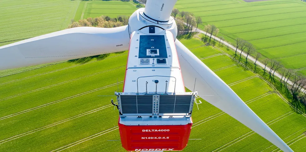 Nordex 4.X turbine at Wennerstorf wind farm in Germany