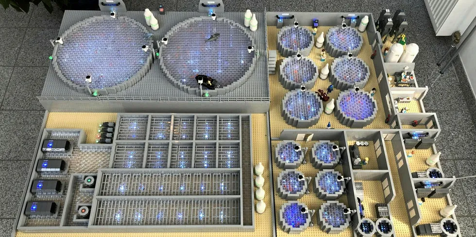 Oxyguard has created a land-based salmon farm maquette entirely from LEGO bricks.