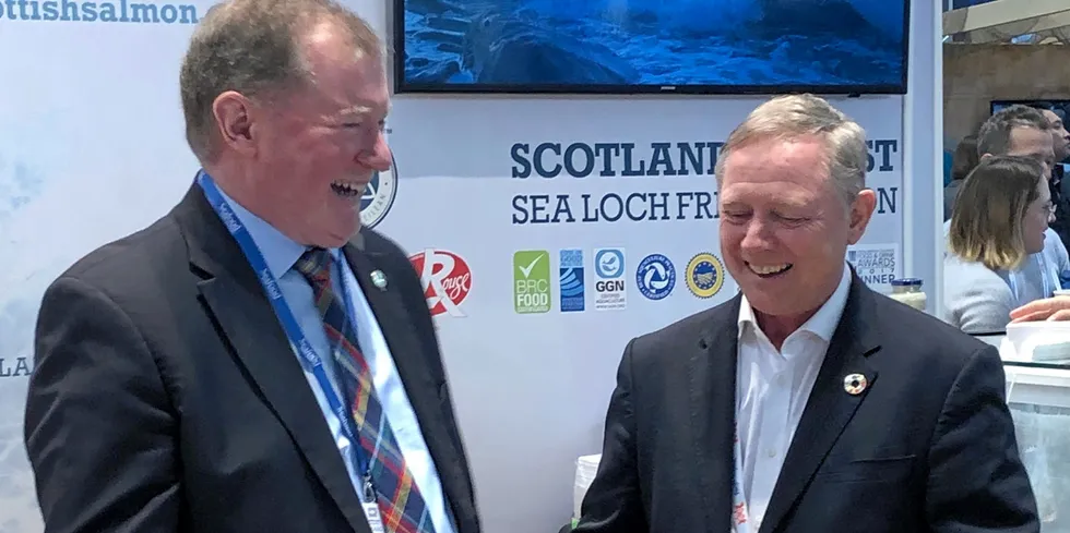 Former Scottish Salmon Company CEO Craig Anderson (left) together with former M&J Seafood executive and Global Seafood Alliance advisor Mike Berthet.