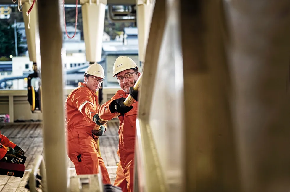 On the job: Seismic vessel workers on a survey.