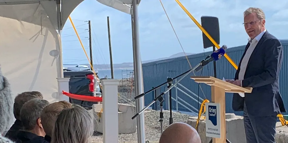 Grieg CEO Andreas Kvame attended the opening of Newfoundland's Placentia Bay in April.