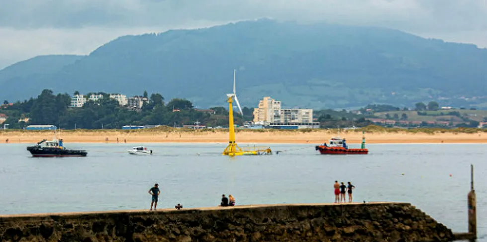 Part-scale Saitec floating wind unit in tow to test site earlier this year