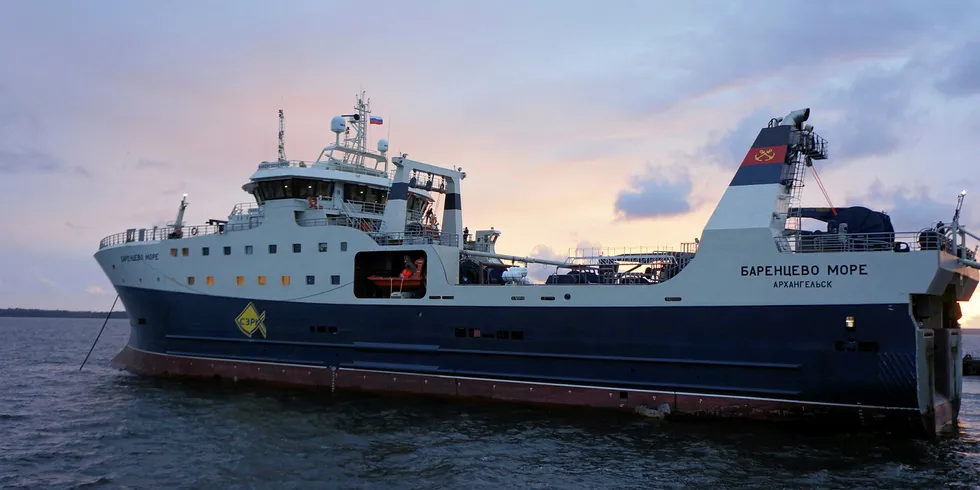 Arkhangelsk Trawl Fleet's new Russian-built factory trawler.