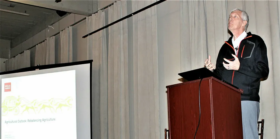 Michael Swanson, Wells Fargo's chief agricultural economist spoke about being bullish on agriculture in Seattle in October.