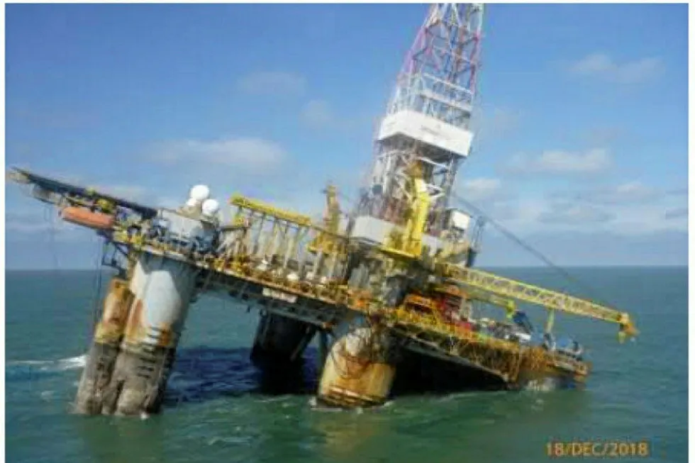 Salvaged off India: the semisub Olinda Star