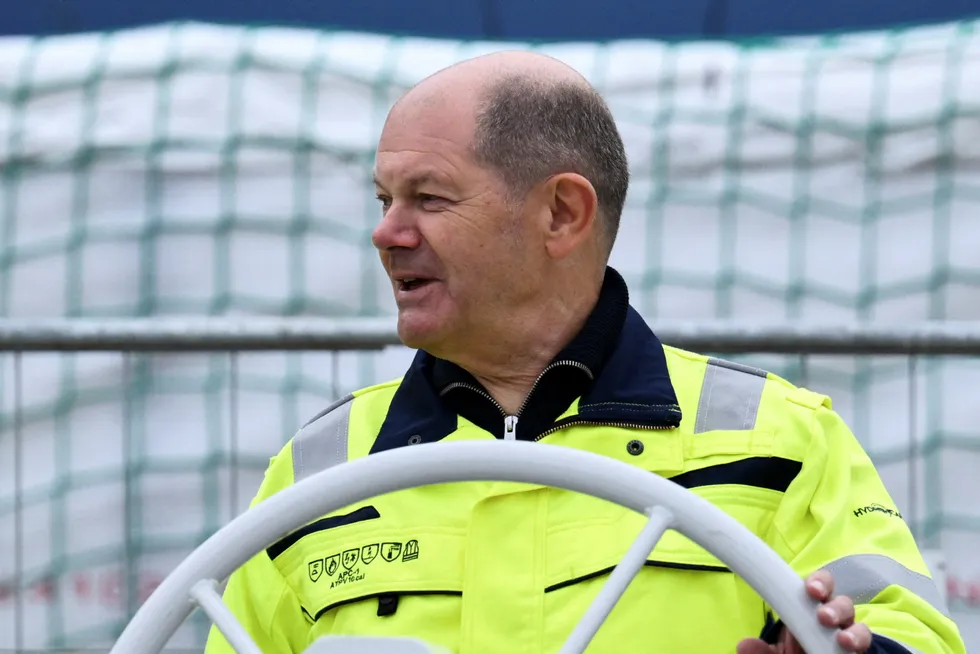 Start-up: German Chancellor Olaf Scholz at the inauguration ceremony for the Deutsche Ostsee LNG terminal in Lubmin last weekend.