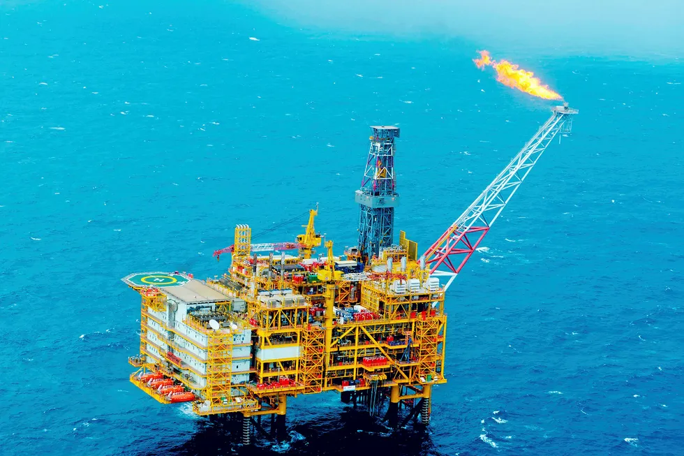 Shwe's new compression platform will be bridge-linked to the existing drilling, production and accommodation platform (above) which came online in 2013.