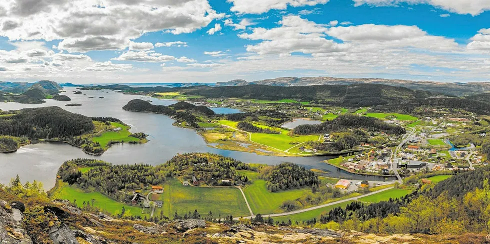 The village of Å and the Åfjorden fjord, beside which one of the six projects that make up the 1GW Fosen project is being built