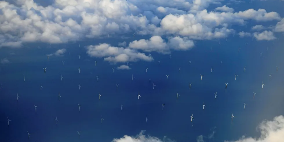 The Burbo Bank offshore wind farm in the UK Irish Sea.