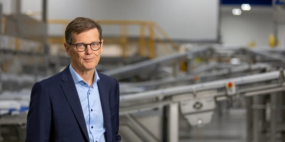 Thorsteinn Mar Baldvinsson, CEO of Samherji, at Samherji's new high-tech processing plant in Dalvik.