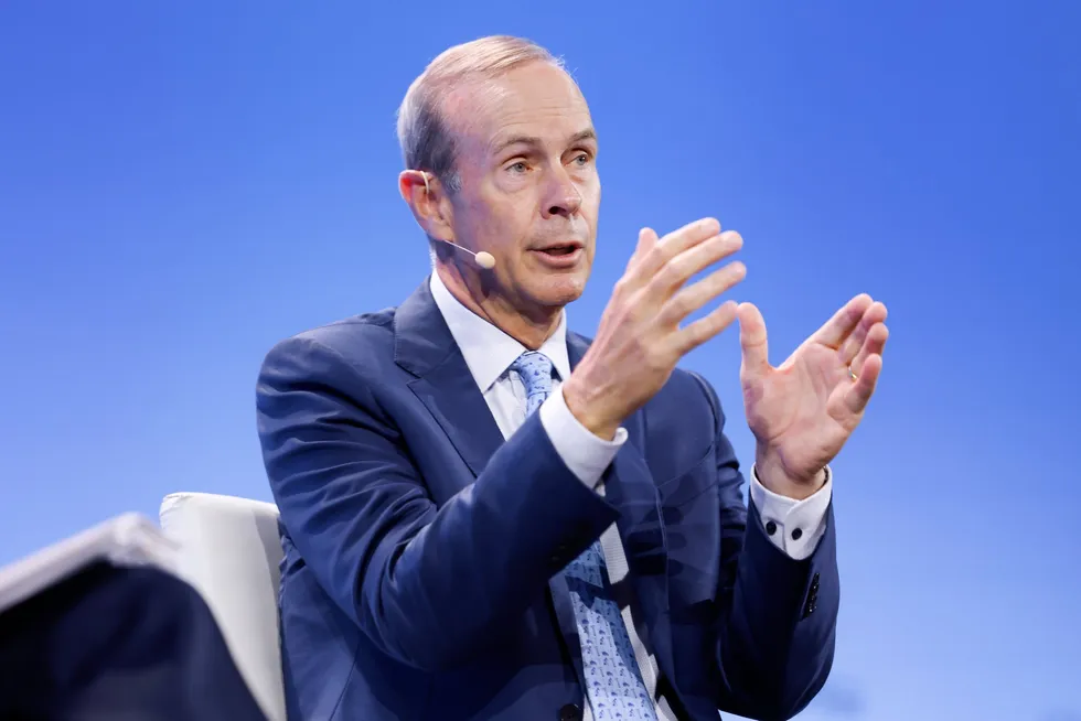 Chevron chief executive Mike Wirth speaks during the CERAWeek by S&P Global energy conference in Houston, Texas, US on Monday, 10 March 2025.