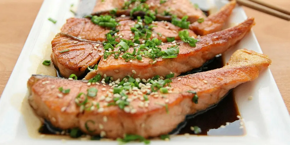 Norwegian farmed salmon.